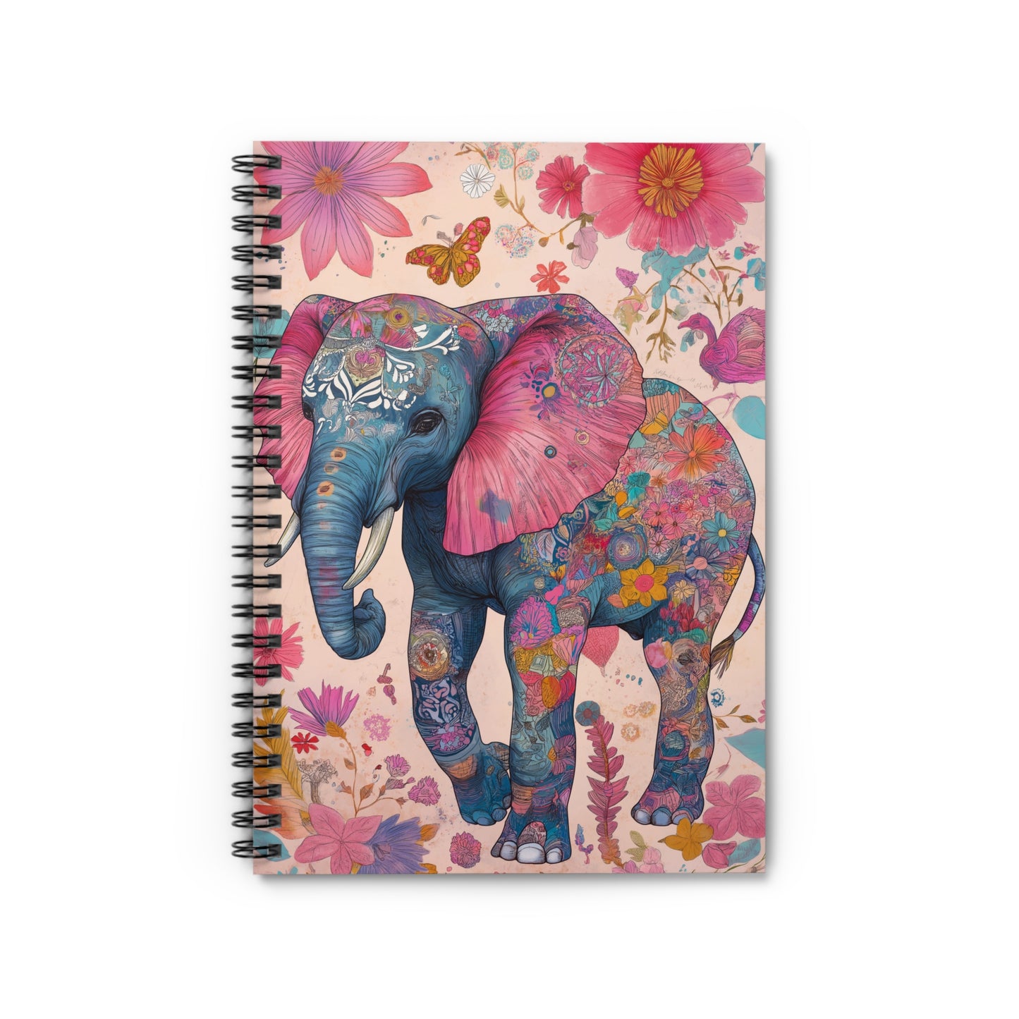 Boho Elephant Spiral Notebook – Ruled Line