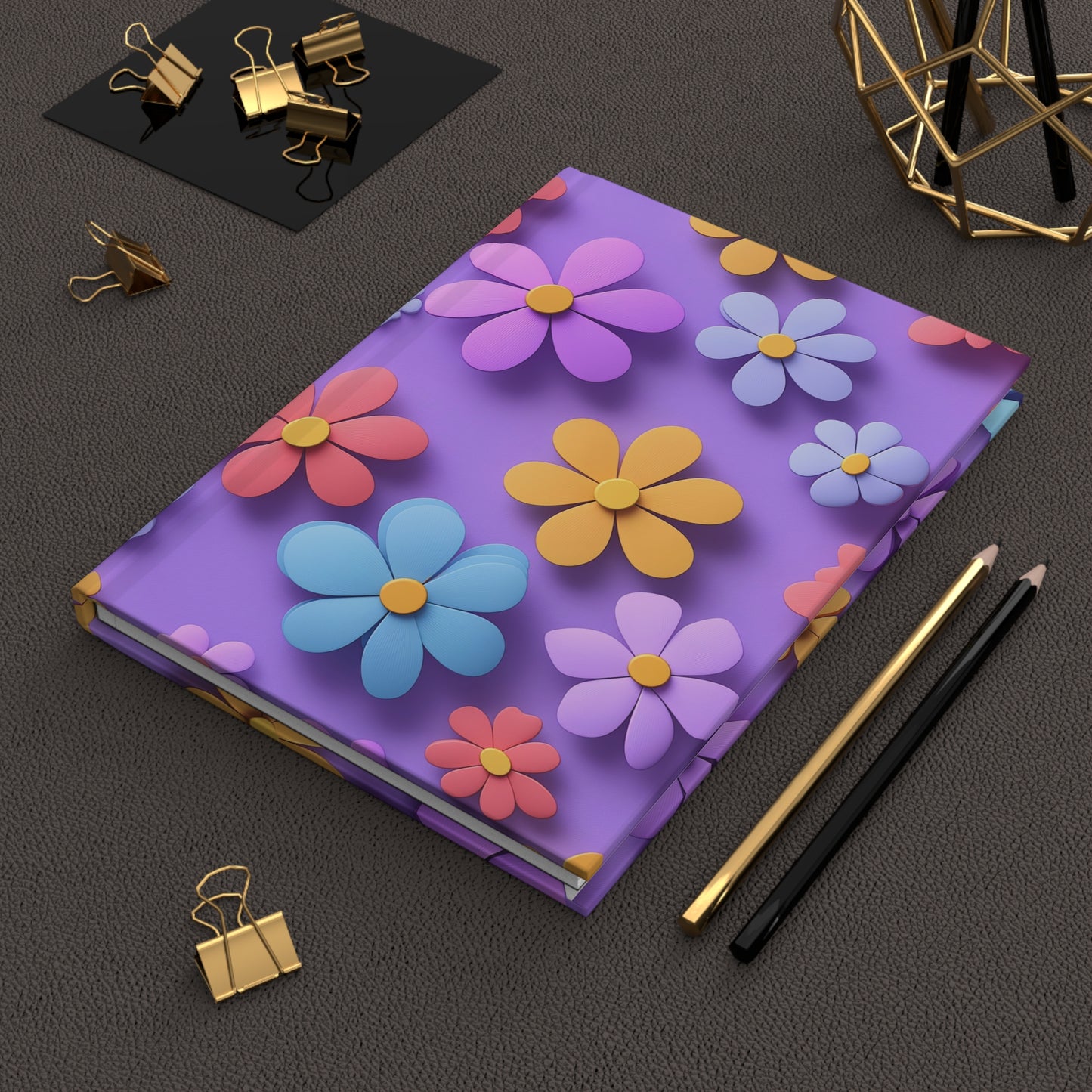 Flower Power Hardcover Journal - Colorful Floral Matte Notebook