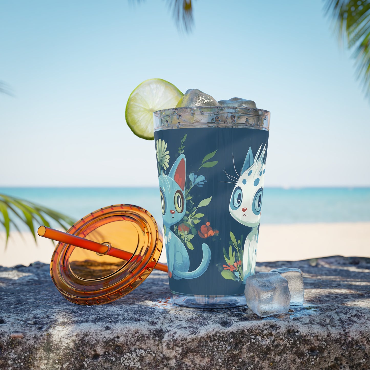 Customizable Sunsplash Tumbler with Straw – Playful Sips Collection