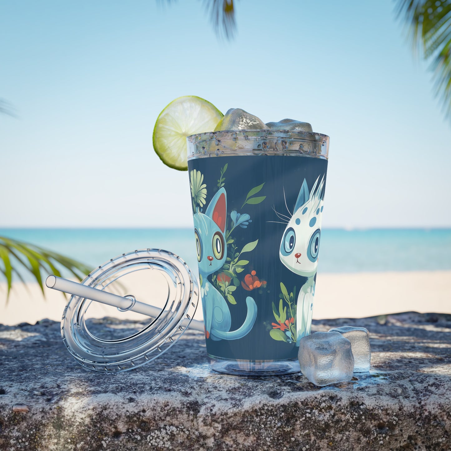 Customizable Sunsplash Tumbler with Straw – Playful Sips Collection