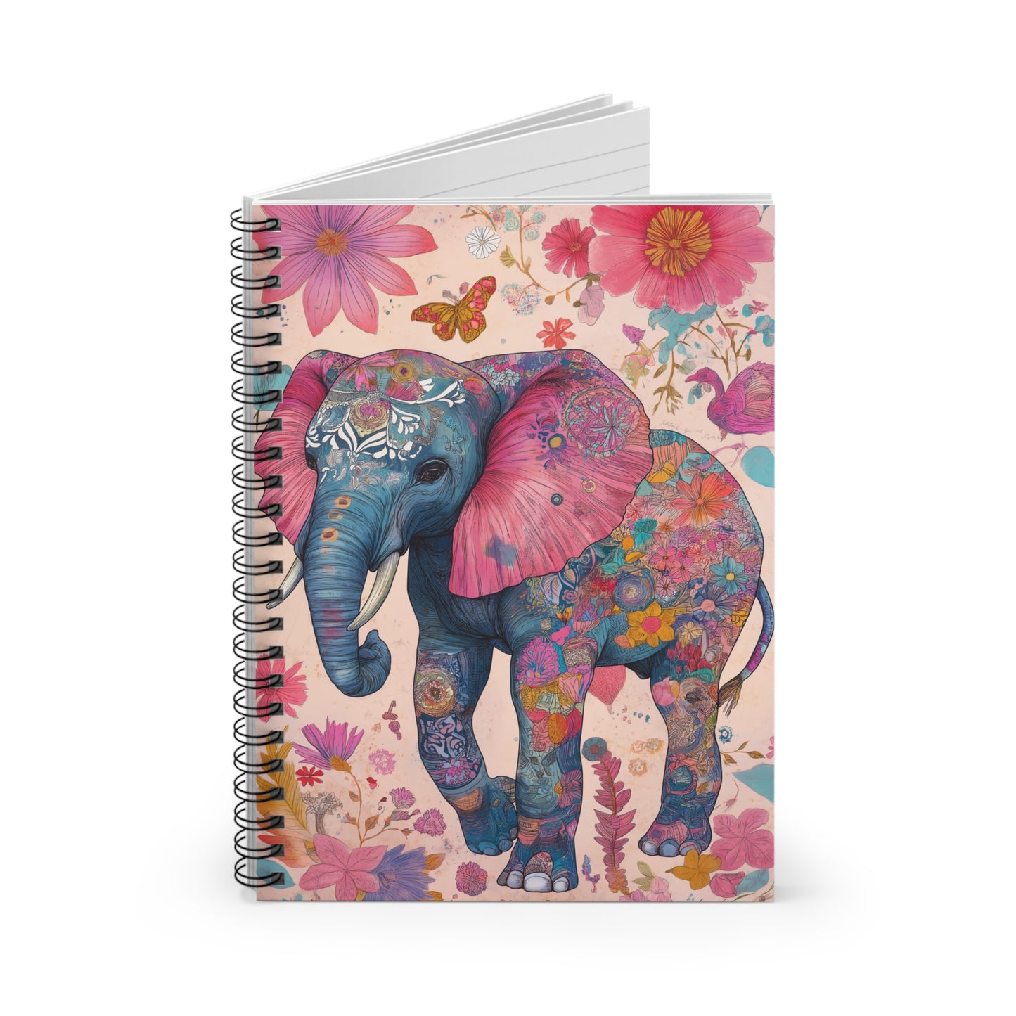 Boho Elephant Spiral Notebook – Ruled Line