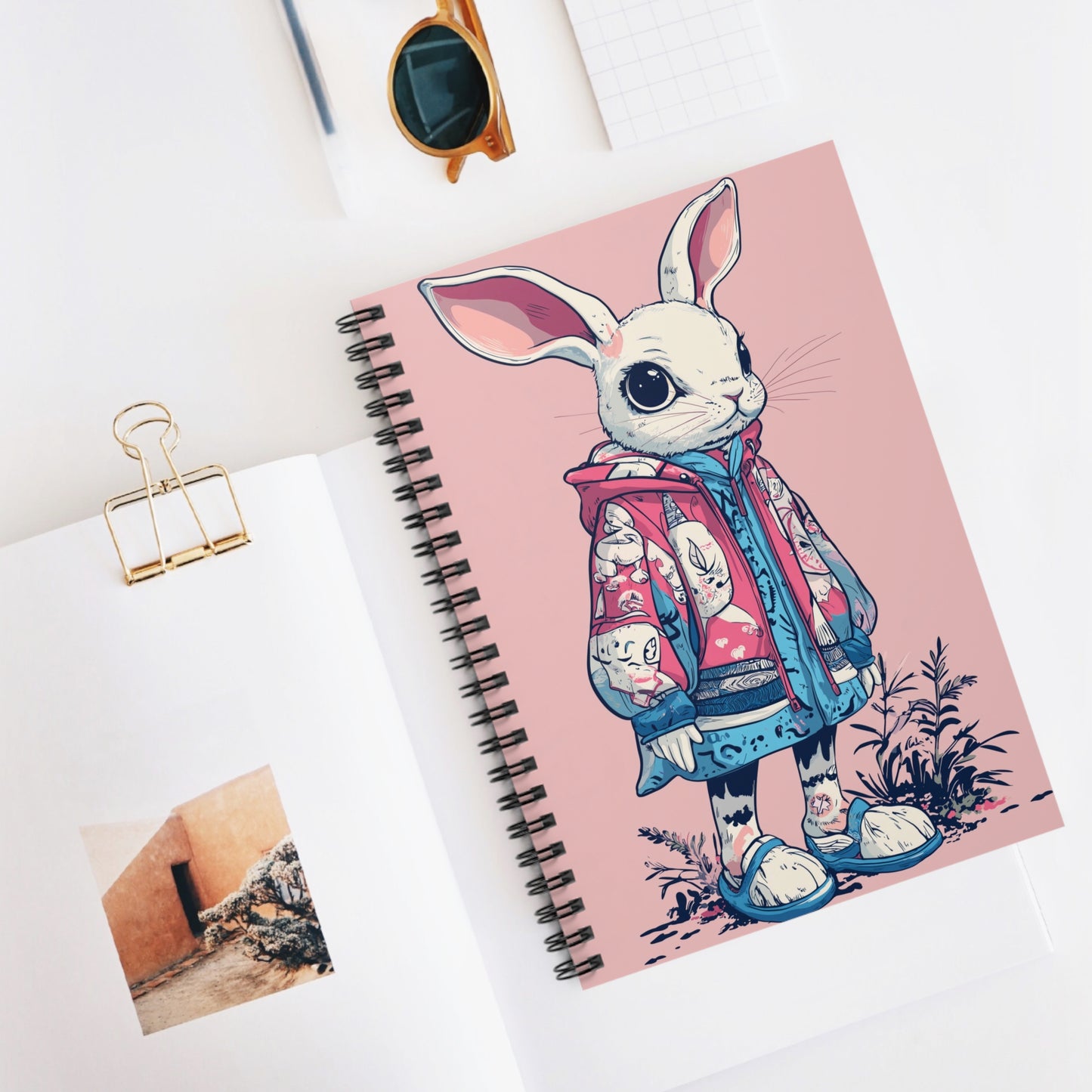 Whimsical Rabbit Spiral Notebook – Ruled Line