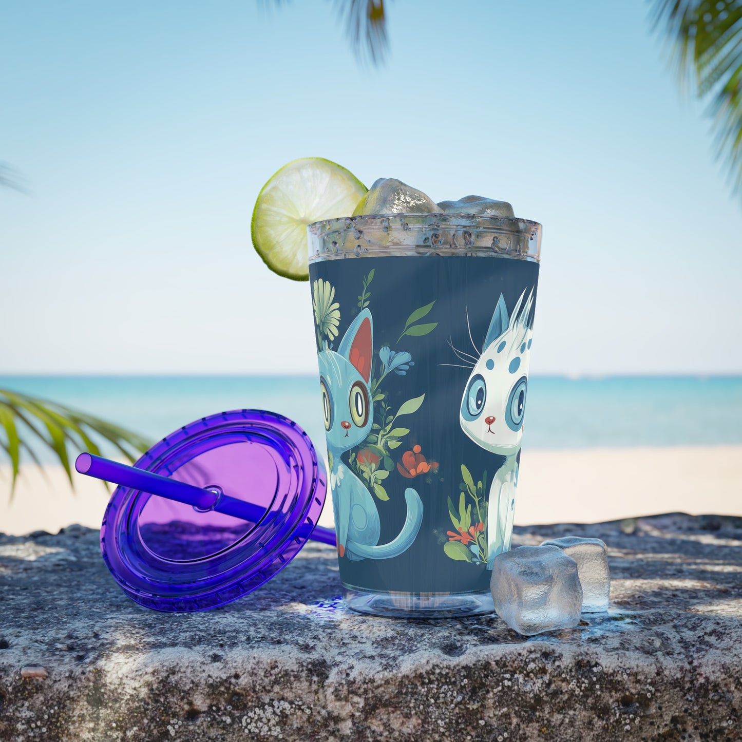 Customizable Sunsplash Tumbler with Straw – Playful Sips Collection