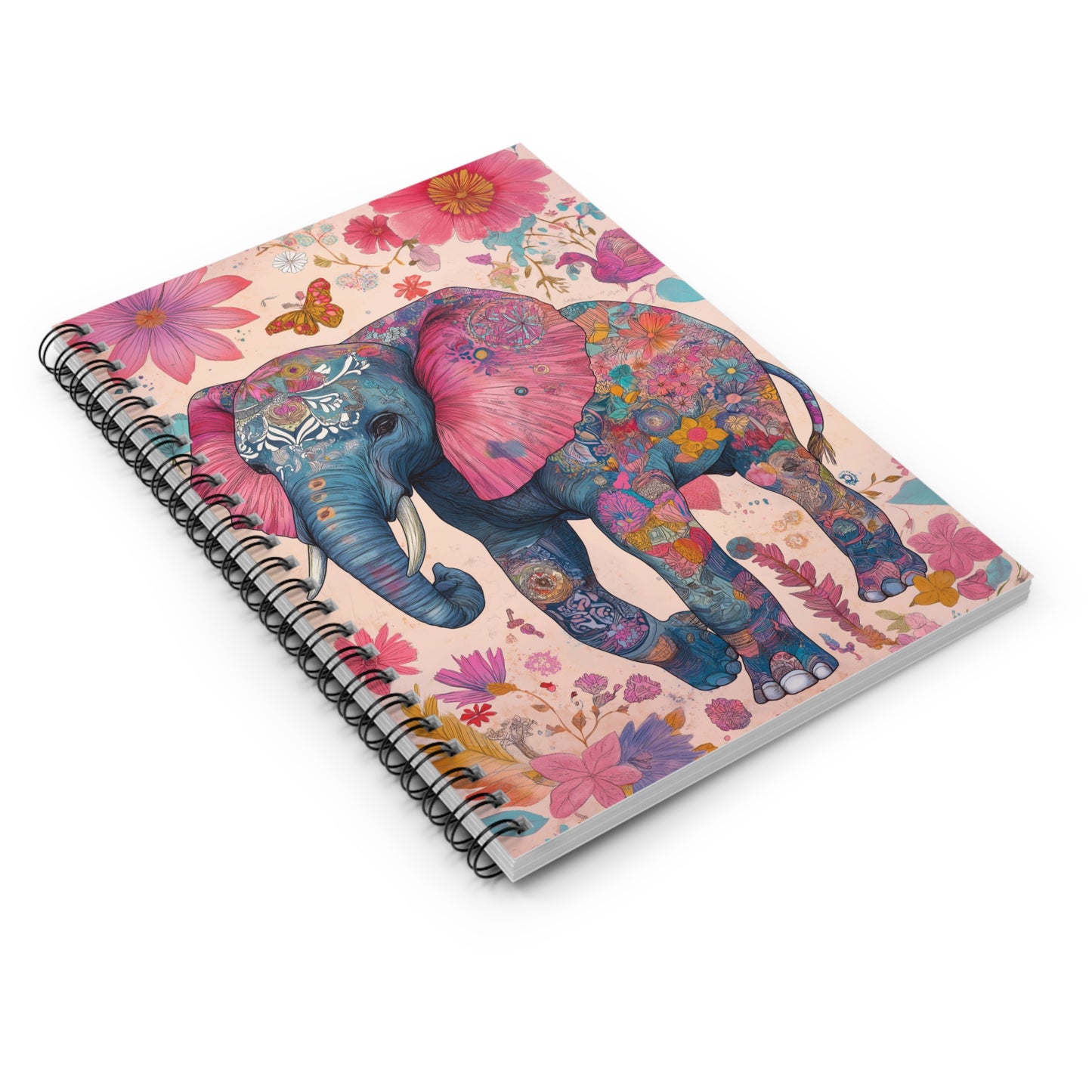 Boho Elephant Spiral Notebook – Ruled Line