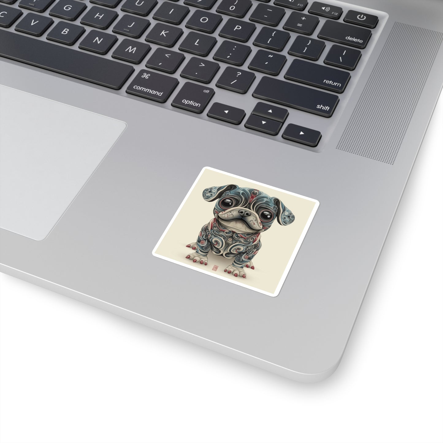 Tribal Pug Square Sticker – Vinyl Gloss Finish